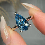 "Aventhys" Blue Sapphire 2 Carat Pear Cut Lab Grown Diamond Engagement Ring HLM519 HEERA DIAMONDS