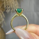 "Avex" Emerald Green 3 Carat Princess Cut Natural Diamond Shoulder Engagement Ring HM551 HEERA DIAMONDS