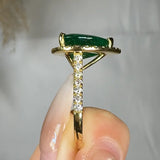 "Avionne" Green 4.15 Carat Pear Cut Diamond Shoulder Engagement Ring HM2051 HEERA DIAMONDS