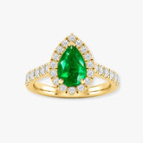"Avionne" Green 4.15 Carat Pear Cut Natural Diamond Shoulder Engagement Ring HM2051