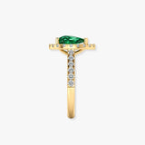 "Avionne" Green 4.15 Carat Pear Cut Natural Diamond Shoulder Engagement Ring HM2051
