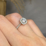 "Avior" 0.61 Carat Round Cut Halo Lab Grown Diamond Shoulder Engagement Ring HLM181 HEERA DIAMONDS