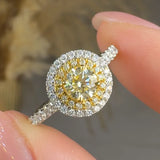 "Avlisse" Yellow 0.41 Carat Round Cut Natural Diamond Shoulder Engagement Ring HR294