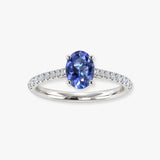 "Avra" Tanzanite 0.88 Carat Oval Cut Natural Diamond Shoulder Engagement Ring HM298