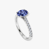 "Avra" Tanzanite 0.88 Carat Oval Cut Natural Diamond Shoulder Engagement Ring HM298