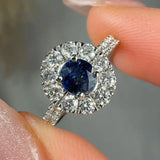 "Avyra" Blue Sapphire 0.46 Carat Round Cut Diamond Shoulder Engagement Ring HM1198 HEERA DIAMONDS