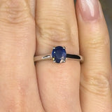 "Avyron" Blue Sapphire 0.81 Carat Oval Cut Solitaire Natural Diamond Engagement Ring HR704