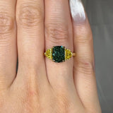"Azyraen" Green 2.01 Carat Elongated Cushion Trilogy Lab Grown Diamond Engagement Ring HLR460 HEERA DIAMONDS