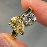 "Ballerina" 1.20 Carat Pear Cut & 0.60 Carat Round Cut Diamond Engagement Ring HM1533 HEERA DIAMONDS