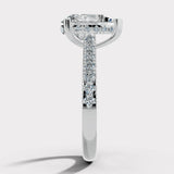 "Bambi" Under Hidden Halo 3 Carat Pear Cut Diamond Shoulders Engagement Ring