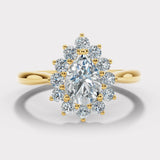 "Zivra" 1 Carat Star Shape Halo Pear Cut Diamond Engagement Ring HAPS05