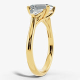 "Brenzy" Emerald Cut 2.5 Carat Three Stone Trilogy Engagement Ring Render-Side view