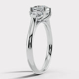 "Brielle" 1 Carat Three Stone Cushion and Half Moon Side Stones Trilogy Diamond Ring 3SCC01