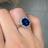 "Calvionyx" Blue Sapphire 3.11 Carat Cushion Mixed Cut Diamond Engagement Ring RAM1255R HEERA DIAMONDS