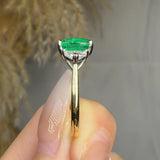 "Calyrex" Emerald Green 3.4 Carat Cushion Cut Trilogy Natural Diamond Engagement Ring HR1846 HEERA DIAMONDS