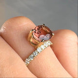 "Camden" 2 Carat Oval Cut Pink Tourmaline shoulder Lab Grown Diamond Engagement Ring HR1849