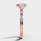 "Capri" 5 Carat Oval Cut Pink Lab Grown Diamond Shoulders Rose Gold Engagement Ring
