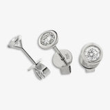 Chastity Round  Brilliant Diamond Rub over Over Setting Solitaire Stud Earrings in 18ct White Gold in 18ct White Gold HEERA