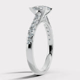 "Chloe" 1 Carat Princess Cut Diamond Scallop Set Diamond Band Engagement Ring DSPC04