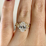 "Clandestine" Oval Cut Diamond Shoulder 2.5 Carat 18KT Yellow Gold Engagement Ring Life style- Top view