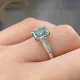 "Crest" 1.5 Carat Radiant Cut Fancy Intense Green Trilogy Lab Grown Diamond Engagement Ring HLR634