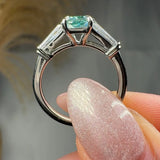 "Crest" 1.5 Carat Radiant Cut Fancy Intense Green Trilogy Lab Grown Diamond Engagement Ring HLR634