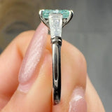 "Crest" 1.5 Carat Radiant Cut Fancy Intense Green Trilogy Lab Grown Diamond Engagement Ring HLR634