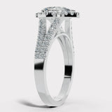 "Cresta" 2 Carat Halo Pear Cut Split-Shank Diamond Shoulder Engagement Ring HEERA DIAMONDS