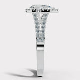"Cresta" 2 Carat Halo Pear Cut Split-Shank Diamond Shoulder Engagement Ring HEERA DIAMONDS