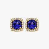 Cushion Cut Tanzanite with Diamond Halo Studs