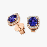 Cushion Cut Tanzanite with Diamond Halo Studs