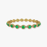 Cushion Shape 12 Carat Emerald Featuring Diamond Halo Bracelet BRHACCE