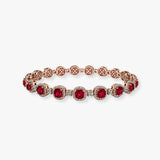 Cushion Shape 12 Carat Ruby Featuring Diamond Halo Bracelet BRHACCR