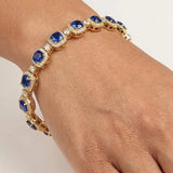 Cushion Shape 12 Carat Sapphire Featuring Diamond Halo Bracelet BRHACCS