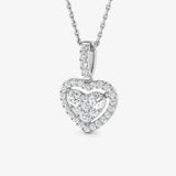 DIAMOND CLUSTER AND HALO HEART PENDANT WITH CHAIN LM JEWELLERY