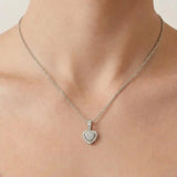 DIAMOND CLUSTER AND HALO HEART PENDANT WITH CHAIN