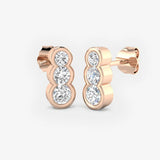 DIAMOND THREE STONE DROP EARRING
