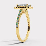 "Delanda" Halo Radiant Cut 4 Carat Diamond Shoulder Engagement Ring