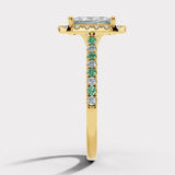 "Delanda" Halo Radiant Cut 4 Carat Diamond Shoulder Engagement Ring