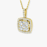 Diamond Cluster Pendant with an Open Halo With Chain