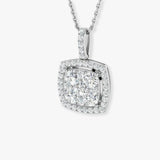 Diamond Cluster Pendant with an Open Halo With Chain