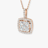 Diamond Cluster Pendant with an Open Halo With Chain