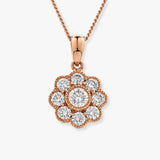 Diamond Flower Cluster Pendant with Halo