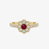 Diamond and Ruby 0.75 Carat Deco Cluster Ring