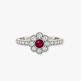 Diamond and Ruby 0.75 Carat Deco Cluster Ring