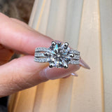 "Diana" Round Cut 1.5 Carat Diamond Shoulder Platinum Engagement Ring Lifestyle-Front View