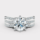 "Diana" Round Cut 1.5 Carat Diamond Shoulder Platinum Engagement Ring Render-Front View