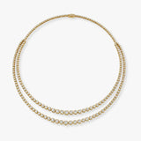 Double Row 15 Carat Round Brilliant Cut Diamond Illusion Set Tennis Necklace NT3DG