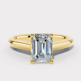 "Dream" 4 Carat Hidden Under Halo Emerald Cut Yellow Gold Engagement Ring UHEC01