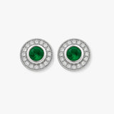 EMERALD AND DIAMOND HALO STUD EARRINGS